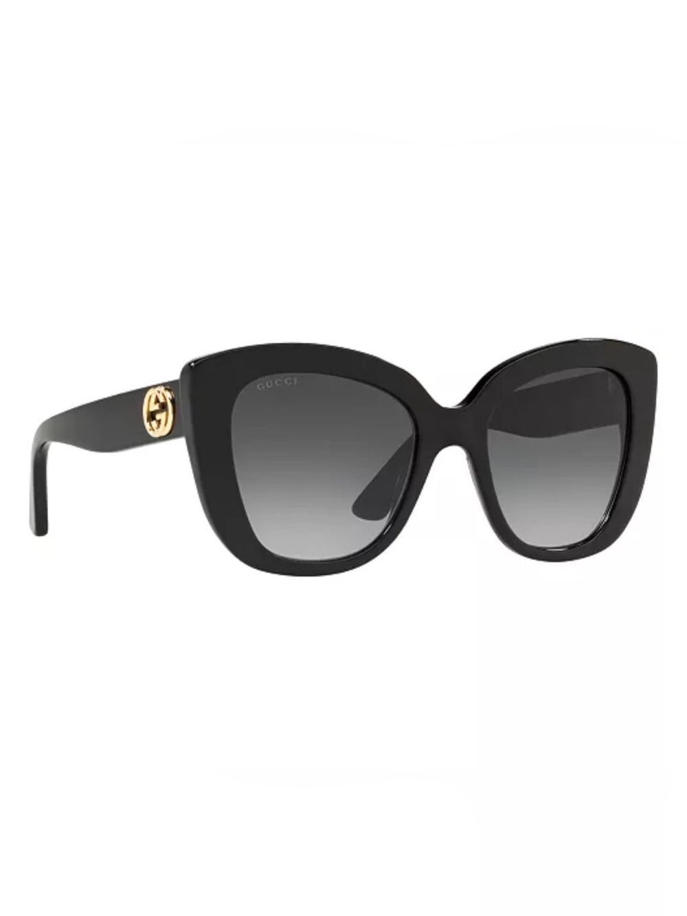 Gucci Black Cat-Eye Sunglasses with Gold Logo Accent GG0327S MSRP $476